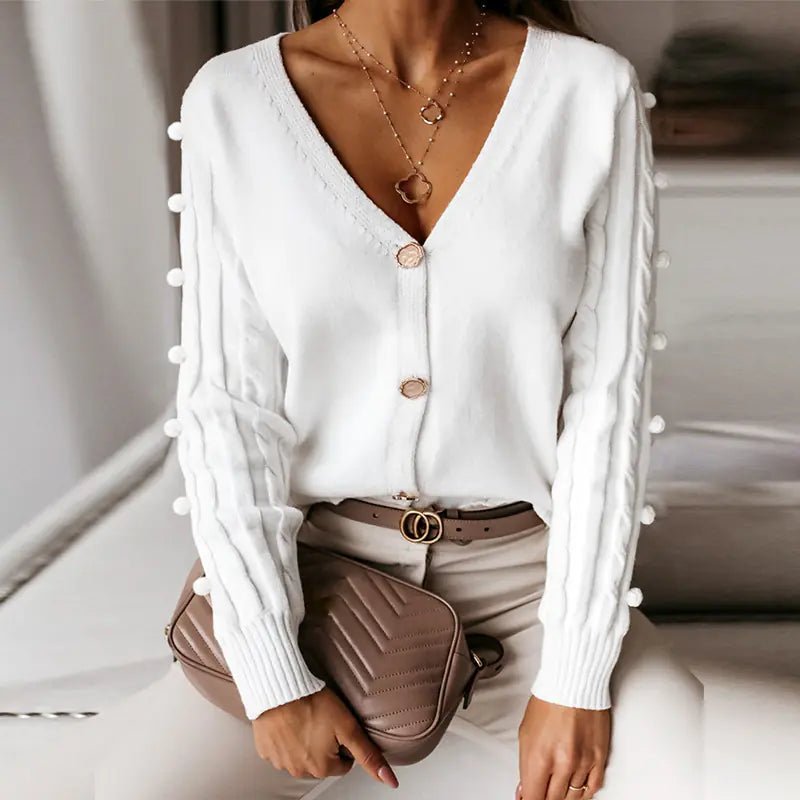 2020 Women's Long Sleeve V-Neck Knit Cardigan Sweater
