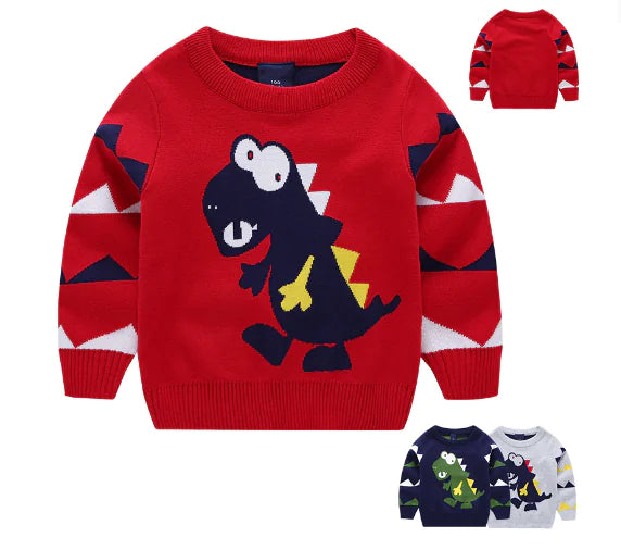 Boys' Versatile Dinosaur Sweater