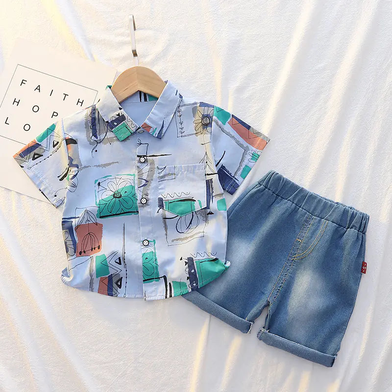 Boys' Summer Cotton Shirt Set