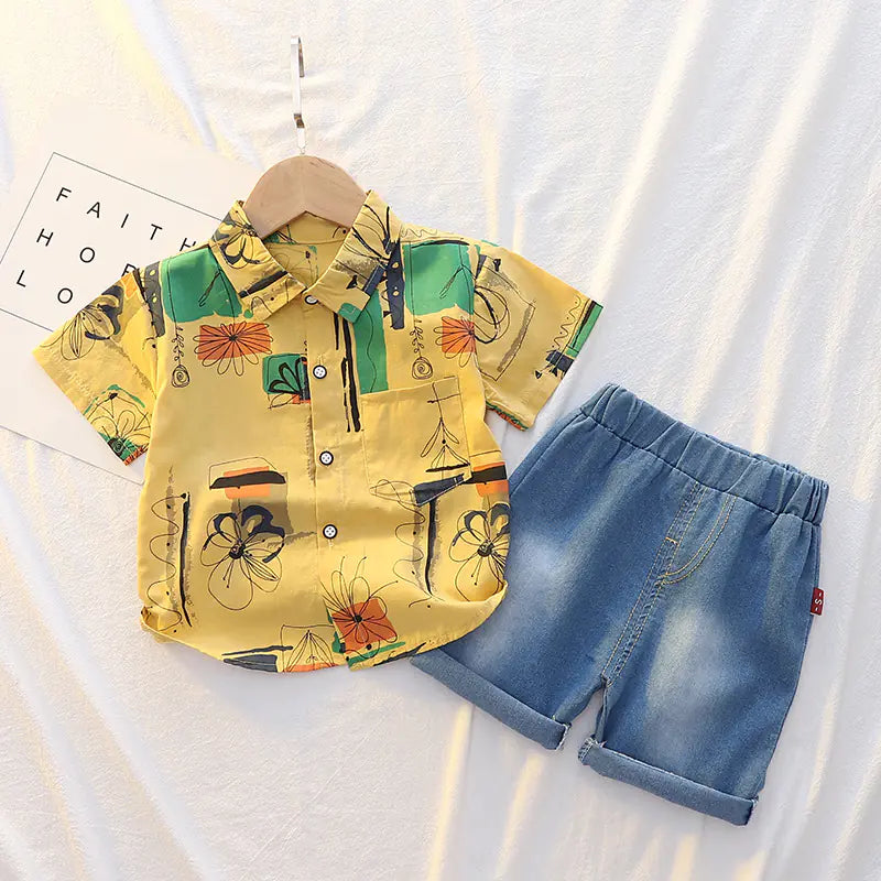 Boys' Summer Cotton Shirt Set