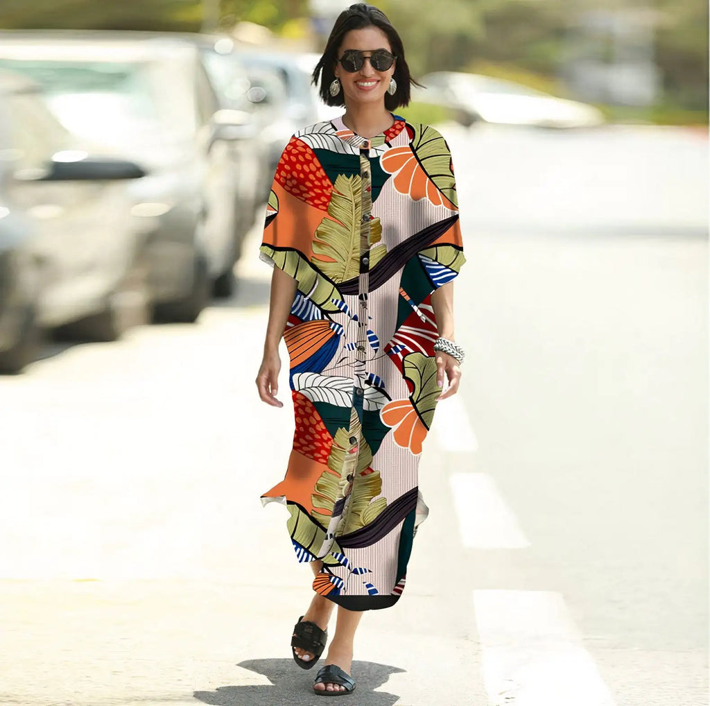 Chic Artsy Button-Down Dress