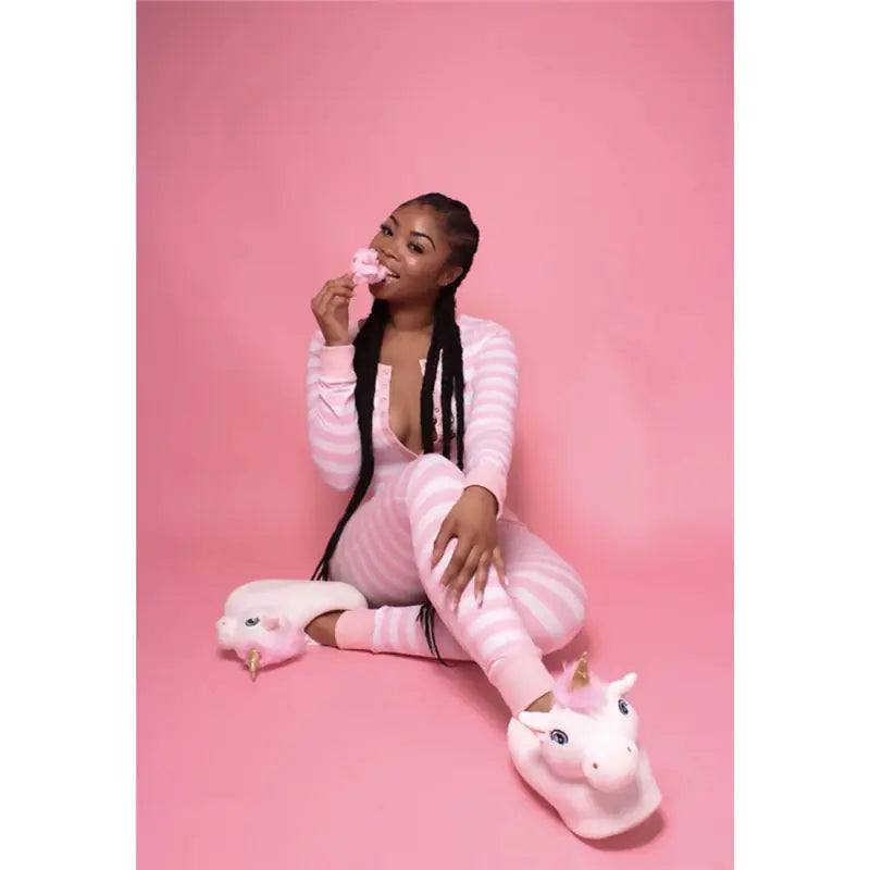 Autumn V-neck Striped Long-Sleeved Pajama Set